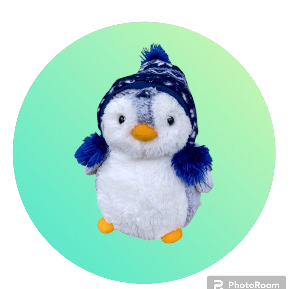 Aurora Pompom 8" Penguin Plush from World (Blue Hat)